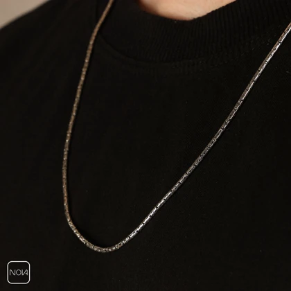 گردنبند نقره مردانه سیاه قلم کد 025122