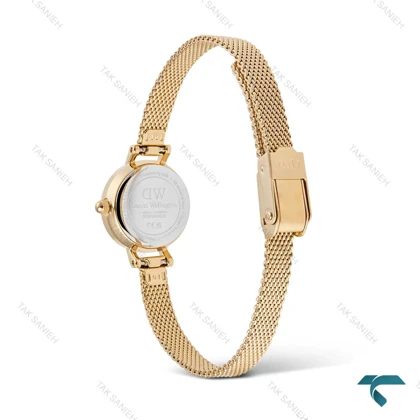 ساعت دنیل ولینگتون مینی زنانه گرد حصیری طلایی صفحه سفید DW-6653-L
