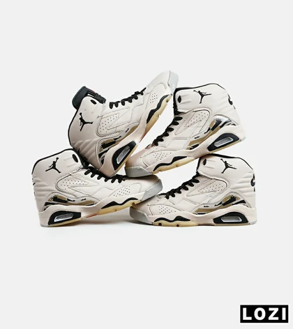 کفش کتانی ساق‌دار مردانه کرم Nike air jordan 6