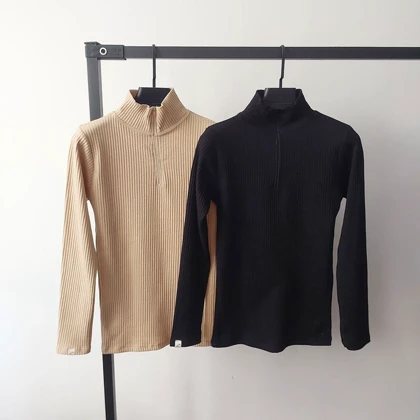 بلوز نیم زیپ پلیسه پنبه