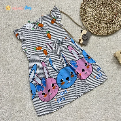 سارافون نخی دخترانه مدل خرگوش راه راه