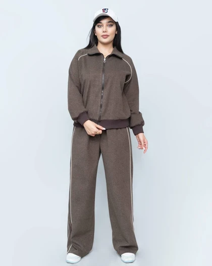 ست فوتر لامر اهورا سویشرت کوتاه و شلوار قد 110 گرم و شیک برای پاییز و زمستان