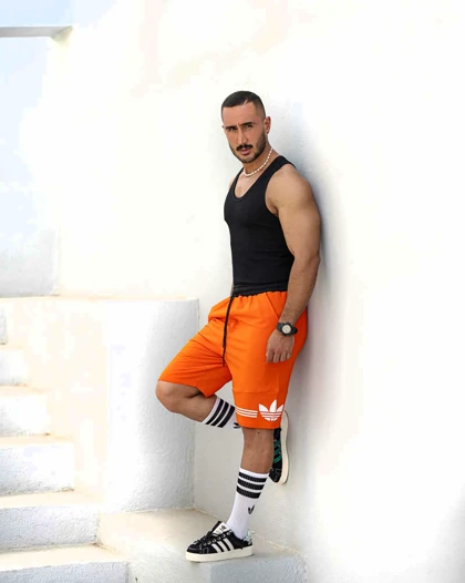 شلوارک بگ ورزشی ADIDAS نارنجی