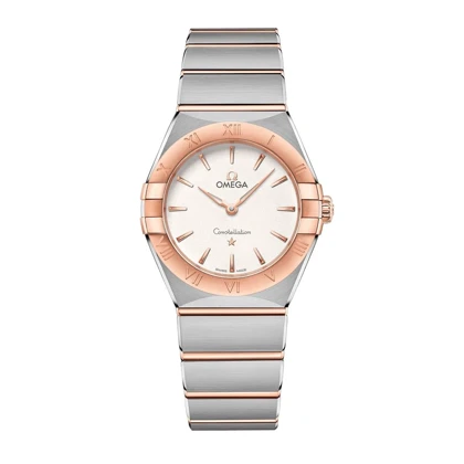 ساعت امگا کانسلیشن زنانه دورنگ رزگلد ایندکس خط Omega Constellation silver Rose gold