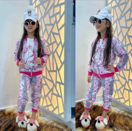 سه تیکه مخمل سویشرت شلوار یونیکورن