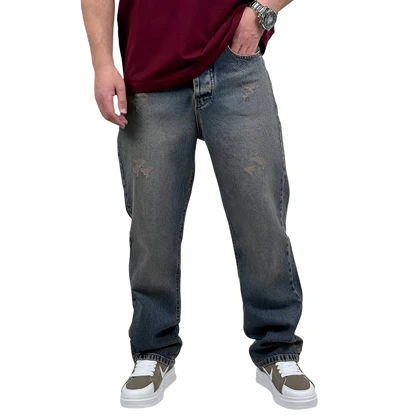 شلوار جین بگ مردانه آبی کد 10