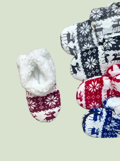 پاپوش ساق‌دار زنانه کریسمسی طرح گوزن