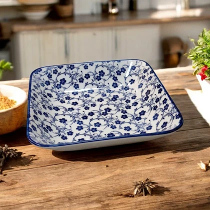 خورشت خوری مربع دنی هوم طرح گل آبی / BA32