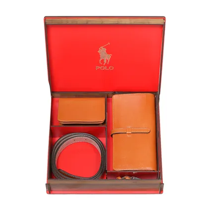 ست هدیه کیف پول و کمربند چرمی مدل POLO پلو SBP200