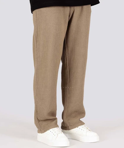 شلوار کنفی بگ و کمر کش کرم تیره 1020