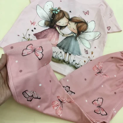 ست راحتی تیشرت و شلوار 2 فرشته در 4 سایز