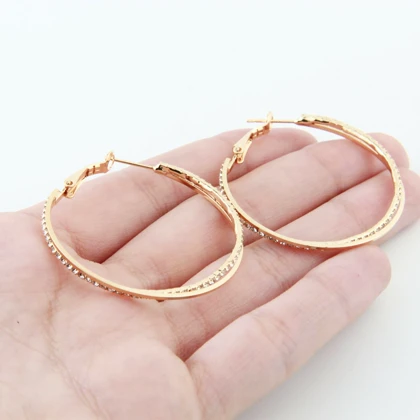 گوشواره زنانه حلقه‌ای دولاین نگینی