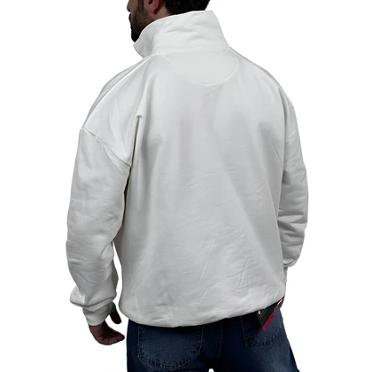 دورس مردانه یقه نیم زیپ سفید طرح ساده