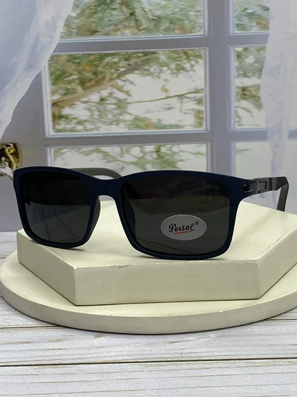 خرید عینک آفتابی پرسول مدل P6805 فریم کائوچو رنگ سورمه‌ای و نوک‌مدادی