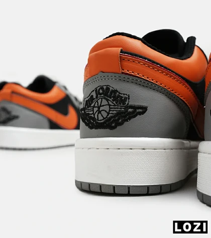 کفش کتانی مردانه طوسی مشکی نارنجی نایک NIKE jordan 1