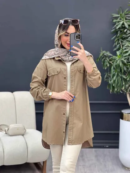 مانتو جیب نما بغل زیپ طنین