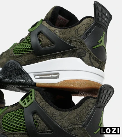 کفش کتانی ساق‌دار مردانه و زنانه سبز Jordan 4 x Kaws مدل 6887
