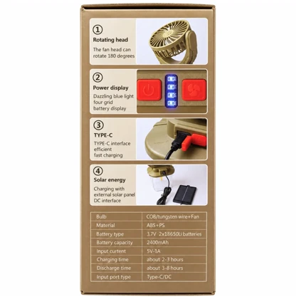 چراغ اضطراری فن دار خورشیدی هاری بولت Hurry Bolt مدل HB-F718C