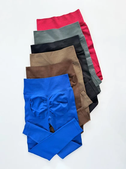 لگ ورزشی سیملس کبریتی پشت چروک کمر خط‌دار