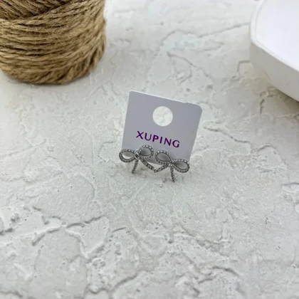 گوشواره زنانه ژوپینگ مدل فیوکو طرح پاپیون نگین‌دار نقره ای