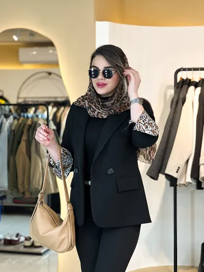 کت فوتر آستین پلنگی مشکی 120208