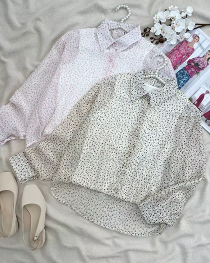 شومیز شیشه ای بهمراه تاپ متصل کد 5698