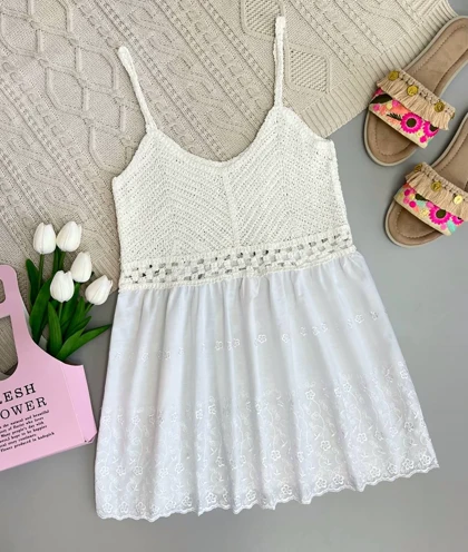 تاپ خامه دوزی سفید کد 3744