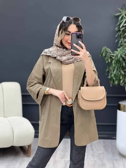مانتو سر آستین چاک جیب نما
