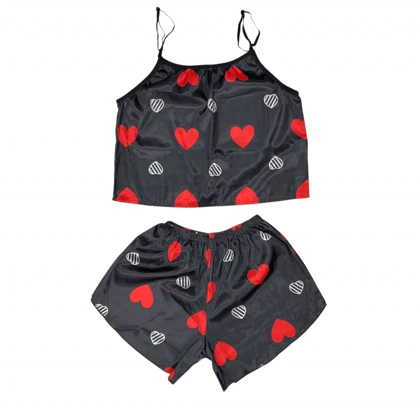 ست تاپ و شلوارک طرح قلب 207