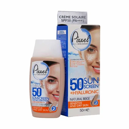 کرم ضد آفتاب SPF50 پوست خشک و حساس پیکسل رنگ نچرال بژ 50 میل