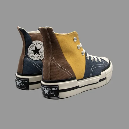 کانورس 1970s پلاس سرمه ای/زرد/قهوه ای ساق‌دار Converse 1970s Plus Material Mashup Navy/Brown Hightop