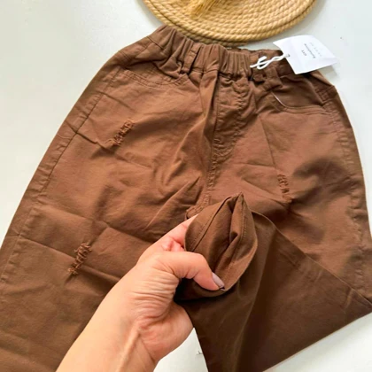 شلوار کتان وارداتی قهوه ای SOUL مدل زاپ‌دار