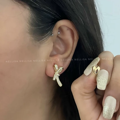 گوشواره زنانه تا به تا پاپیون و قلب