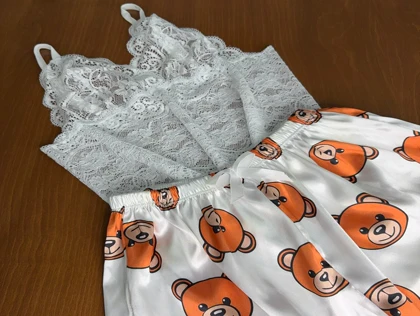 ست نیم‌تنه گیپور و شلوارک طرح تدی 125