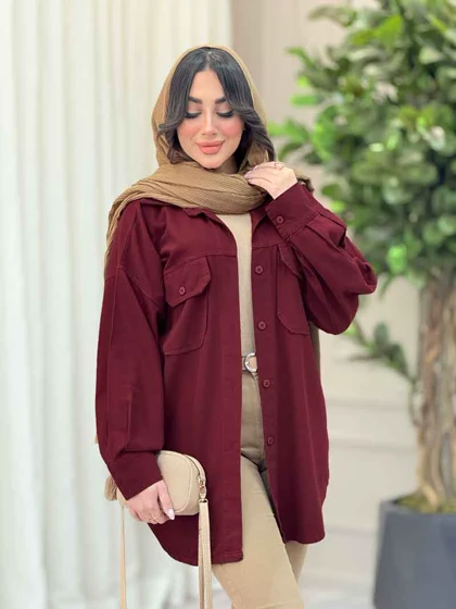 مانتو کتان جیب پاکتی برش‌دار
