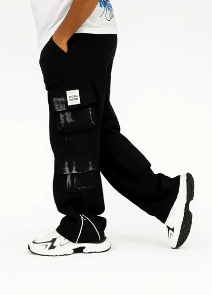 شلوار کارگو شش جیب پایین زیپ مدل sami-مشکی