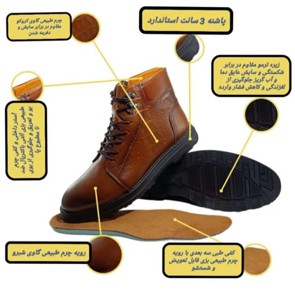 نیم بوت مردانه بندی بغل زیپ چرم طبیعی