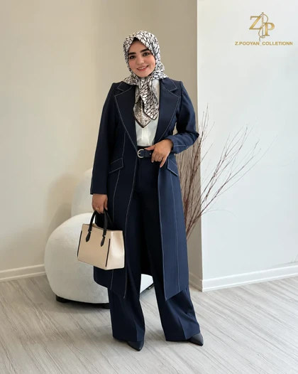 مانتو زنانه بلند کرپ مارلن