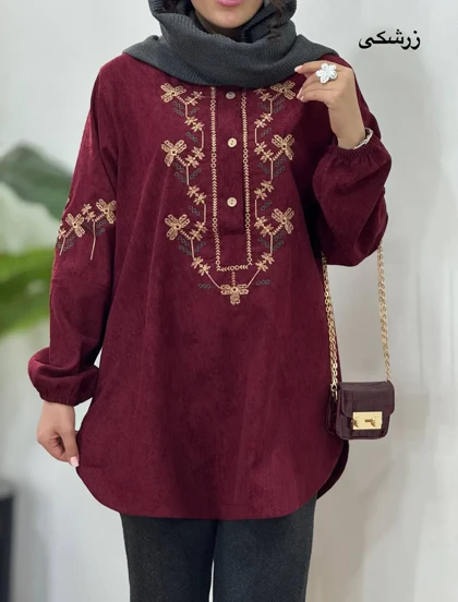 مانتو پاییزه گلدوزی گلبرگ