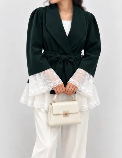 کت مخمل دانتل دوزی