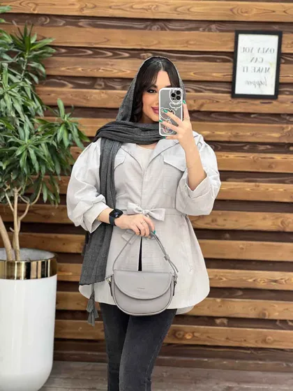 مانتو نازلی آستین پفی چهار جیب