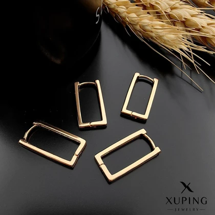 گوشواره مستطیلی طلایی براق ژوپینگ – مدل مینیمال و مدرن