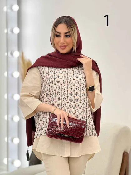 وست طرح دار لینن نچرال