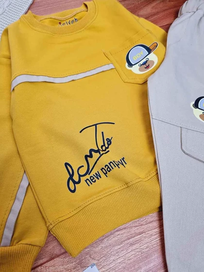 بلوز شلوار بچگانه جیب‌دار خرسی