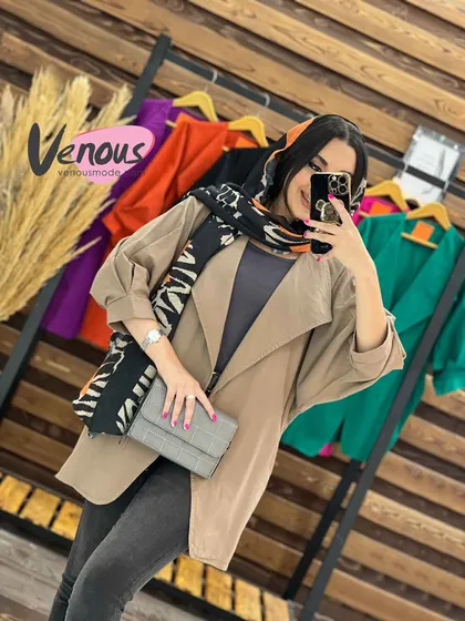 مانتو لینن کتی یقه آمریکایی