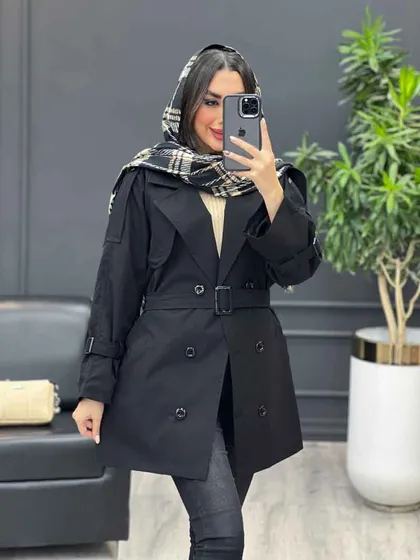 بارانی شش دکمه ژیله گرد کوتاه