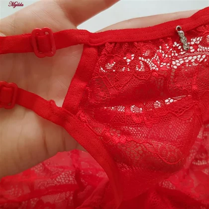 ست شورت و سوتین زنانه گیپور فانتزی نانسی قرمز کد 4691-8585