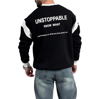 دورس مردانه پنبه مشکی سه نخ طرح UNSTOPPABLE