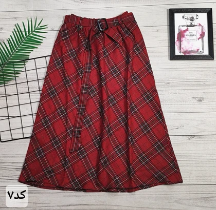 دامن چهارخونه پشمی قد 75 کد 50129