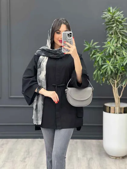 مانتو لینن کمرگت بغل جیب